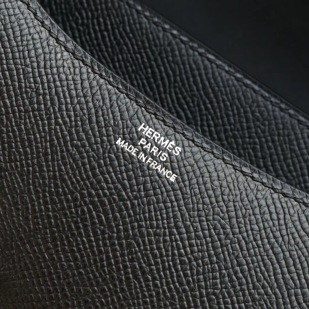 HERMES 现货 CC89黑色 Constance19CM 空姐包 原厂Epsom皮 银扣 纯手工手缝工艺制作