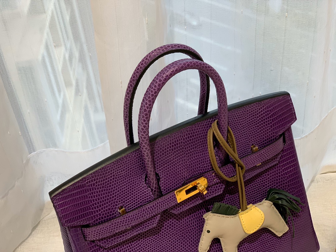 HERMES birkin 25 进口一级蜥蜴 9W梦幻紫-Crocus 金扣  高级优雅紫