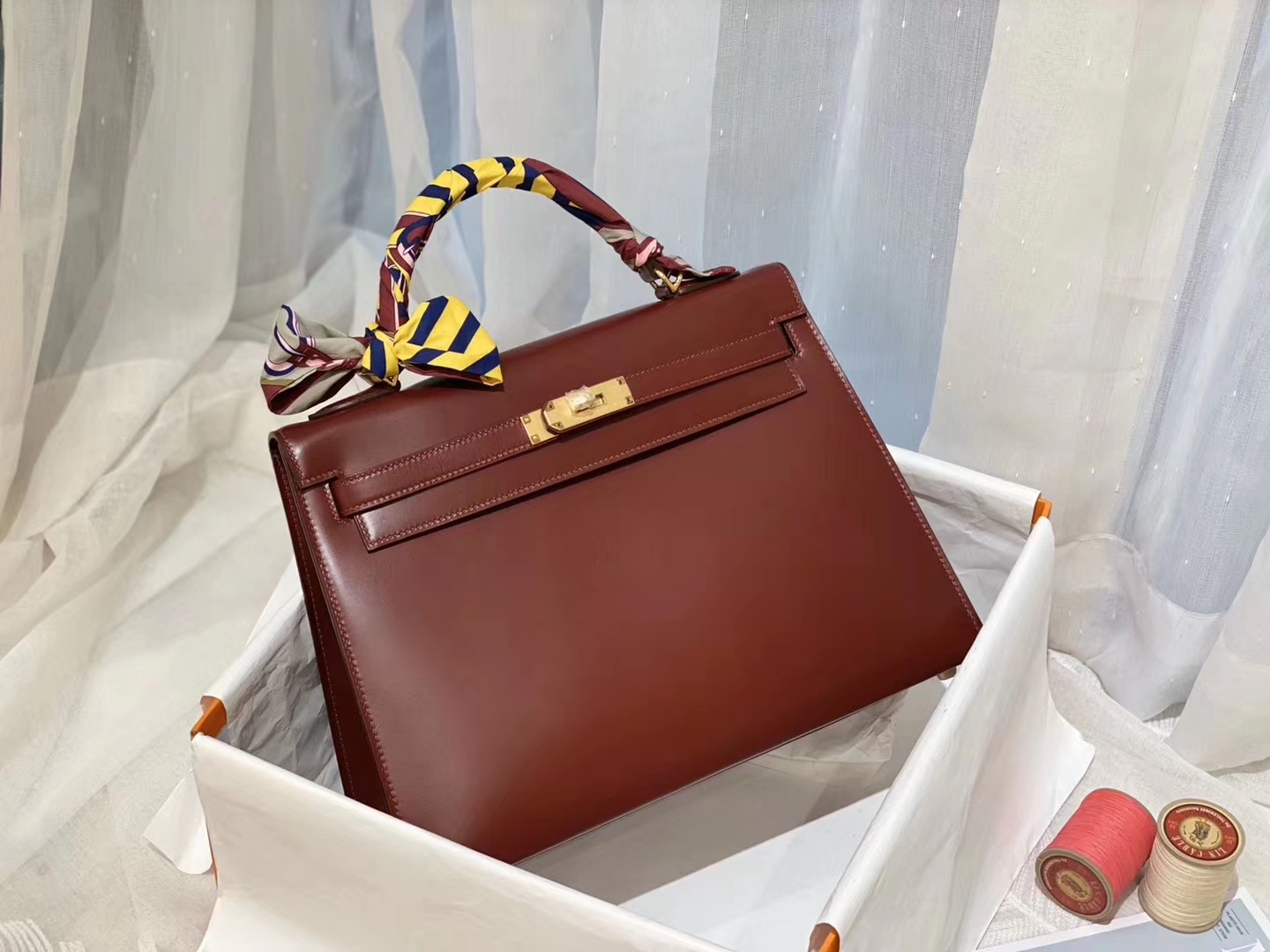 HERMES kelly 32 box皮 酒红 金 自信又热情的酒红