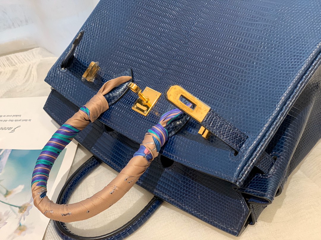 HERMES birkin 25 进口一级蜥蜴  73宝石蓝-Bleu Saphir金扣  尊贵气质蓝