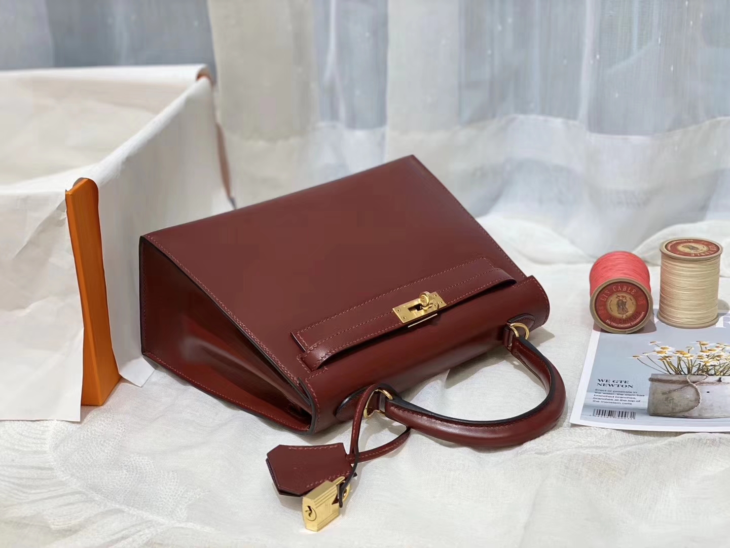HERMES kelly 25 box皮 酒红 金 气质又自信的酒红