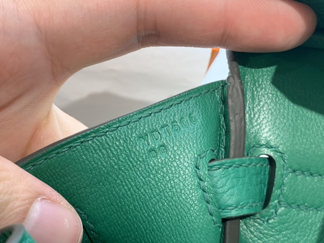 爱马仕女包渠道货 25birkin 小牛togo皮 U4 丝绒绿 金银扣