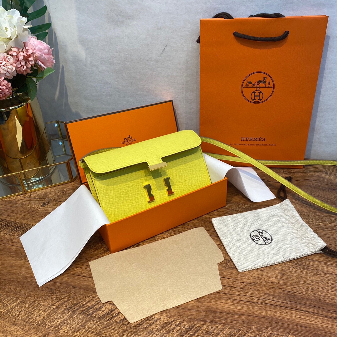 HERMES 爱马仕香港官网 Constance togo 配专柜同款包装 一切给你zp即视感 epsom皮 柠檬黄 金扣