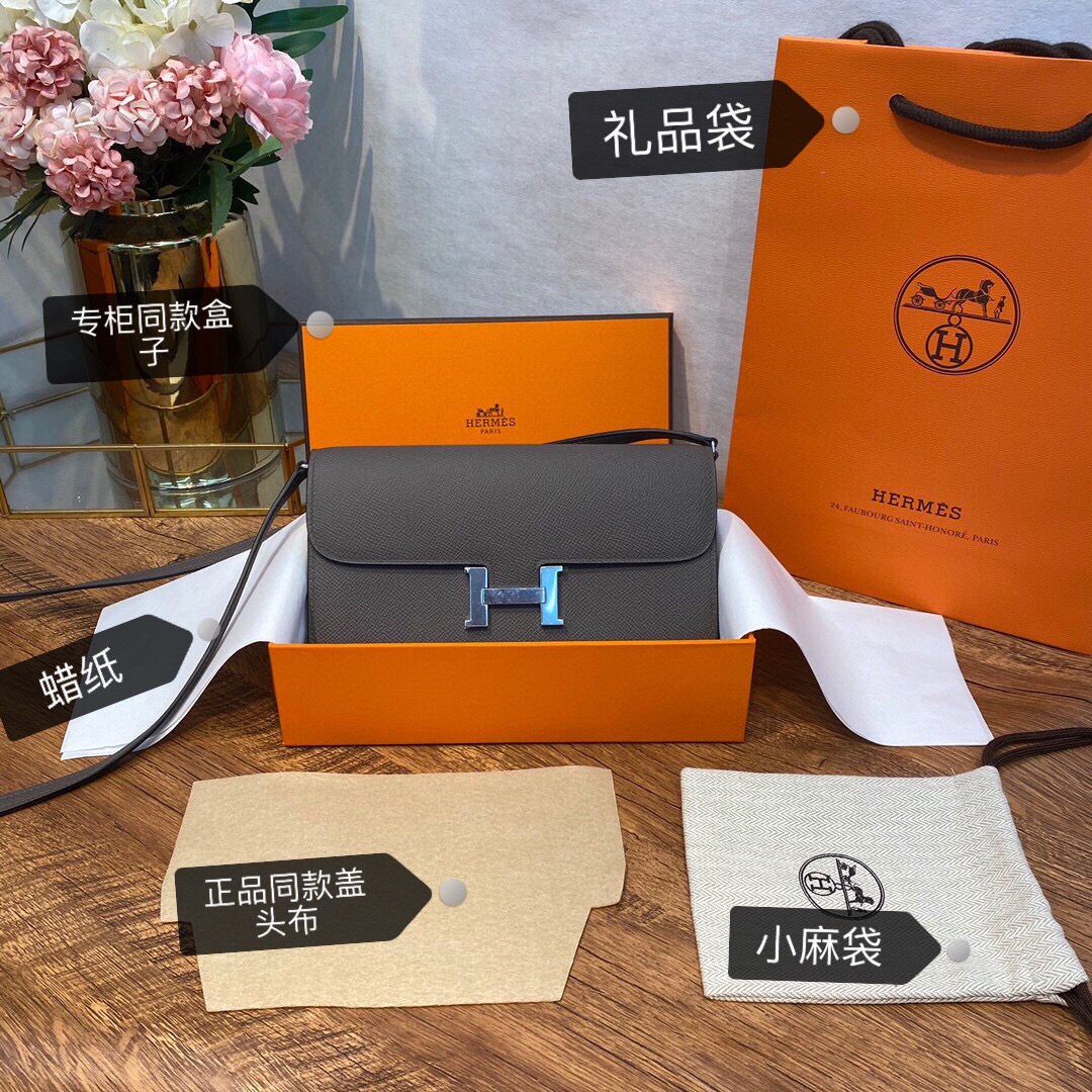 HERMES 爱马仕香港官网 Constance togo 配专柜同款包装 一切给你zp即视感 epsom皮 沥青灰 金扣