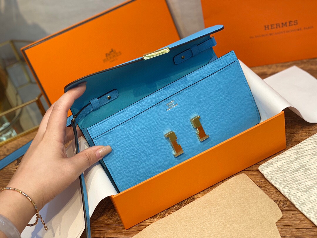 HERMES 爱马仕香港官网 Constance togo 配专柜同款包装 一切给你zp即视感 epsom皮 北方蓝 金扣