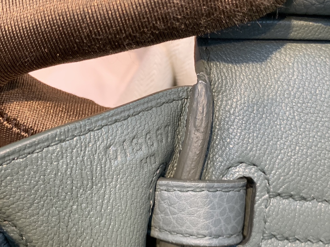 爱马仕包包官网 birkin 25cm togo进口原厂皮 63杏绿 银扣