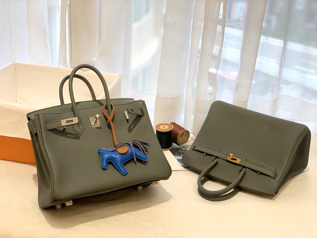 爱马仕Hermes中国官网 新到现货 25birkin togo皮 63 杏绿 金银扣
