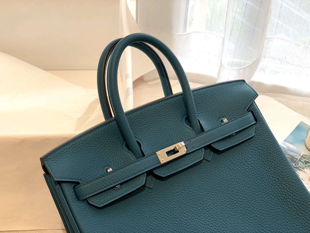 爱马仕中国官网 25birkin togo皮质 西亚蓝 金扣 正品做法