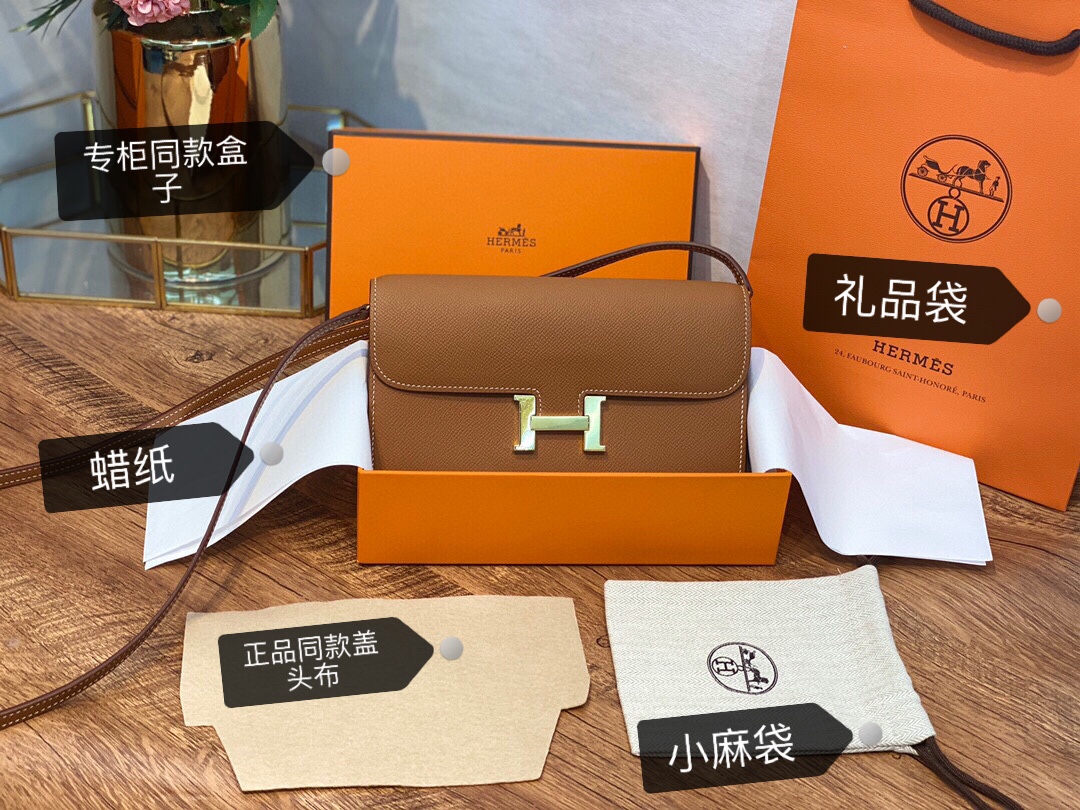 HERMES 爱马仕香港官网 Constance to go 细节图来咯[哇] 配专柜同款包装 一切给你zp即视感～ epsom皮 金棕 金扣