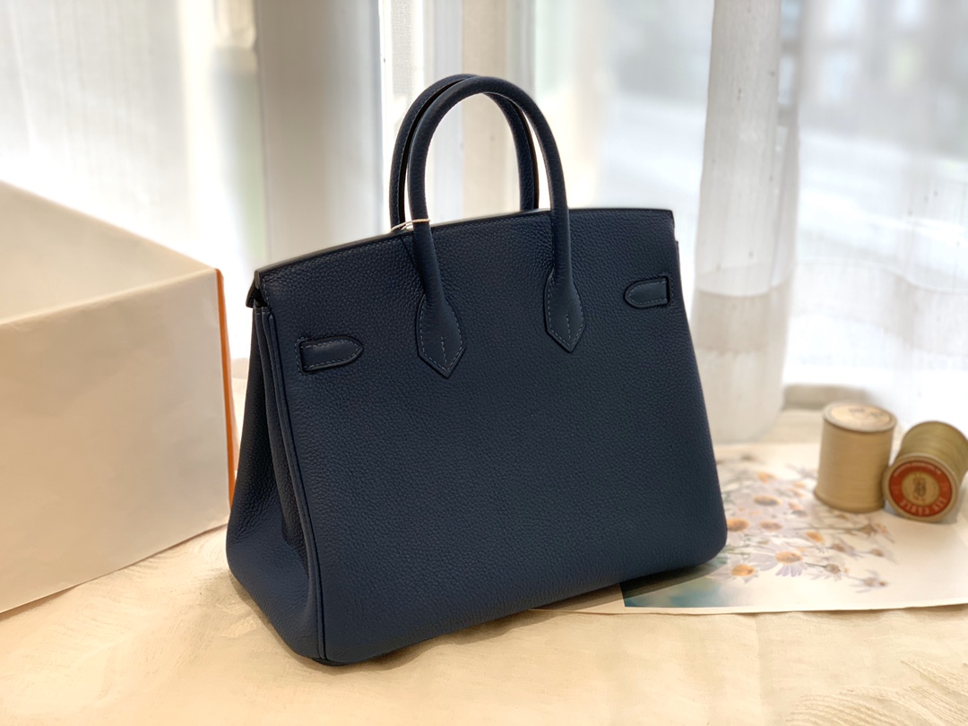 爱马仕中国官网 25birkin togo皮质 S4深邃蓝 金扣 正品做法