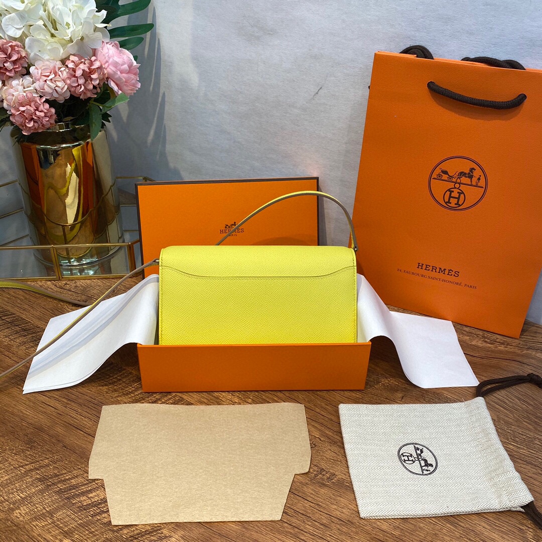 HERMES 爱马仕香港官网 Constance togo 配专柜同款包装 一切给你zp即视感 epsom皮 柠檬黄 金扣