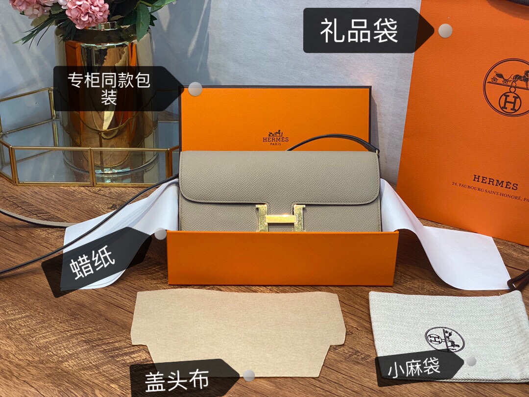 HERMES 爱马仕香港官网 Constance togo 配专柜同款包装 一切给你zp即视感～ epsom皮 风衣灰 金扣