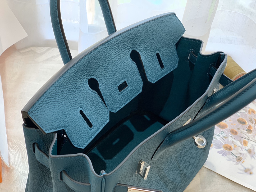 爱马仕中国官网 25birkin togo皮质 西亚蓝 金扣 正品做法