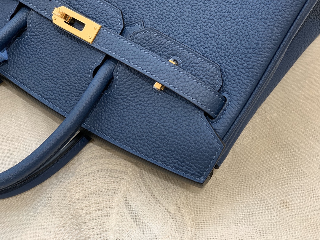 爱马仕中国官网 25birkin togo皮质 S4深邃蓝 金扣 正品做法