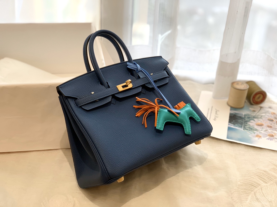 爱马仕中国官网 25birkin togo皮质 S4深邃蓝 金扣 正品做法