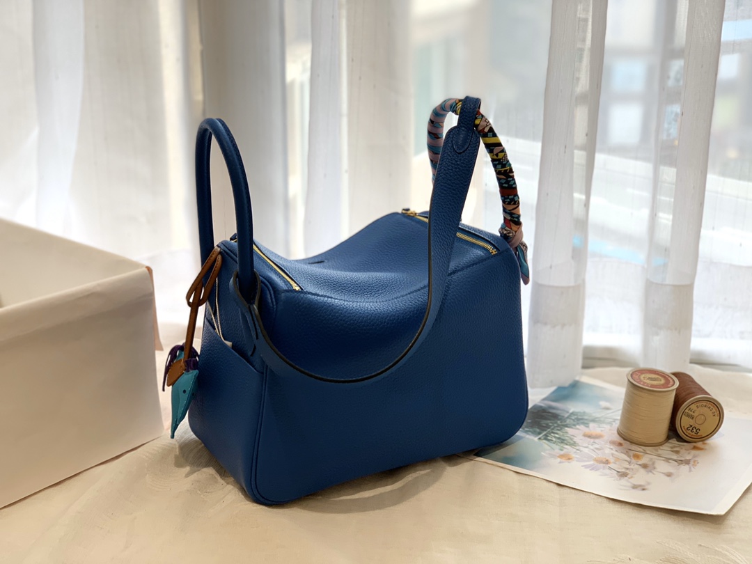 爱马仕官网同步 26Lindy 进口TC T7水妖蓝 金扣 正品做法