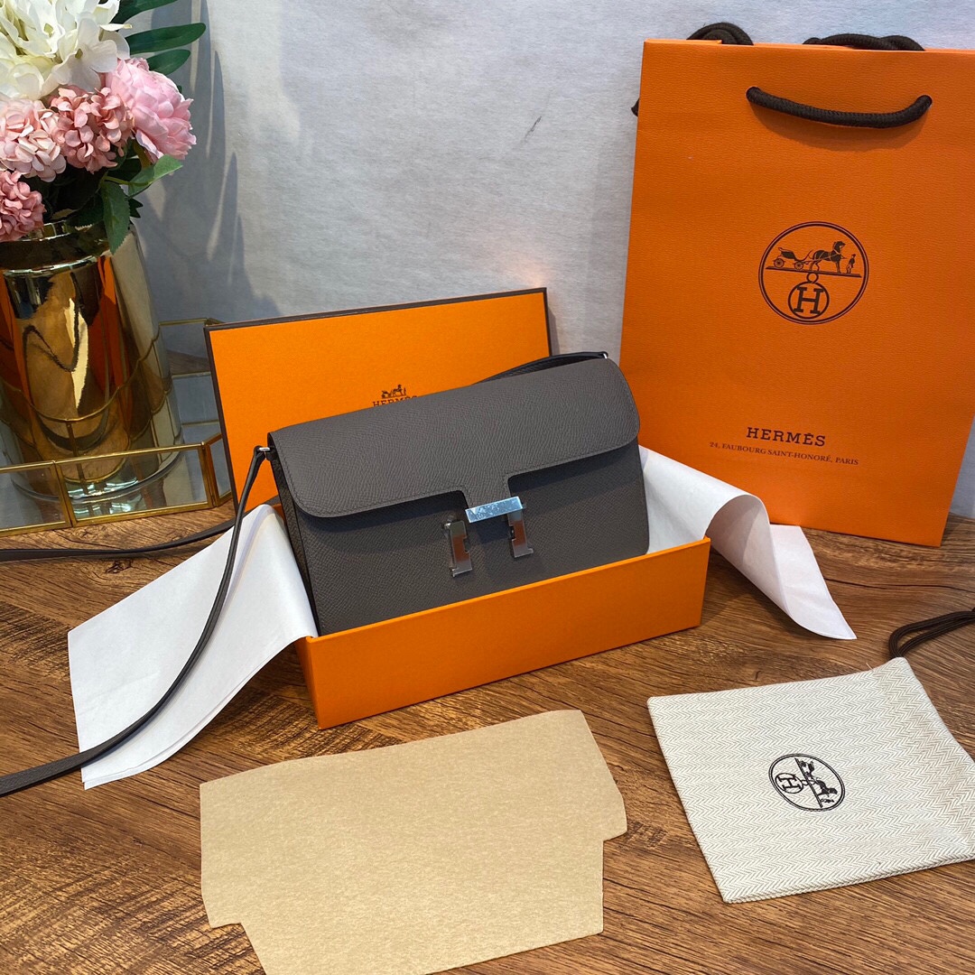 HERMES 爱马仕香港官网 Constance togo 配专柜同款包装 一切给你zp即视感 epsom皮 沥青灰 金扣