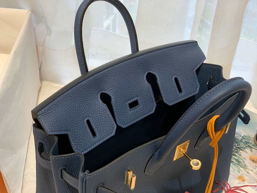 爱马仕Hermes中国官网 新到现货 25birkin togo皮 S4 深邃蓝 金银扣