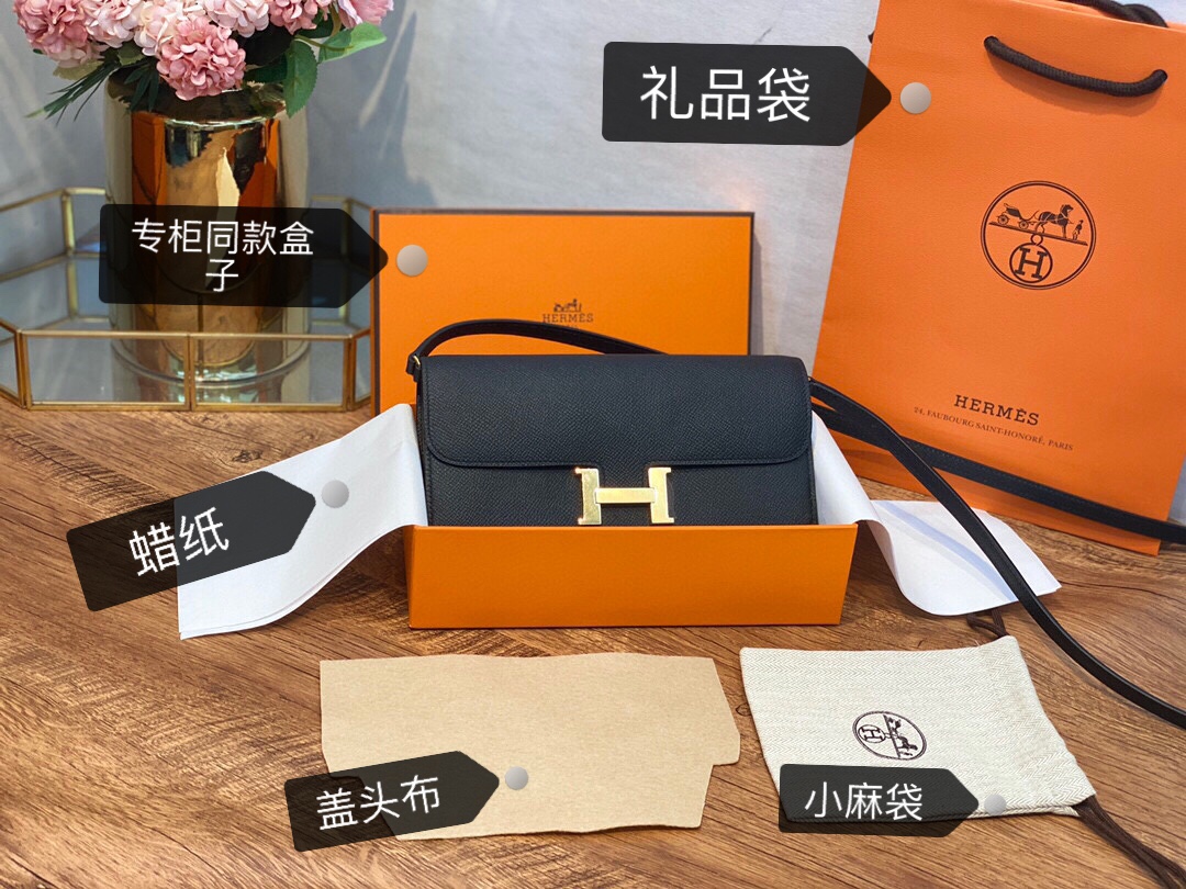HERMES 爱马仕香港官网 Constance togo 配专柜同款包装 一切给你zp即视感～ epsom皮 黑色 金扣