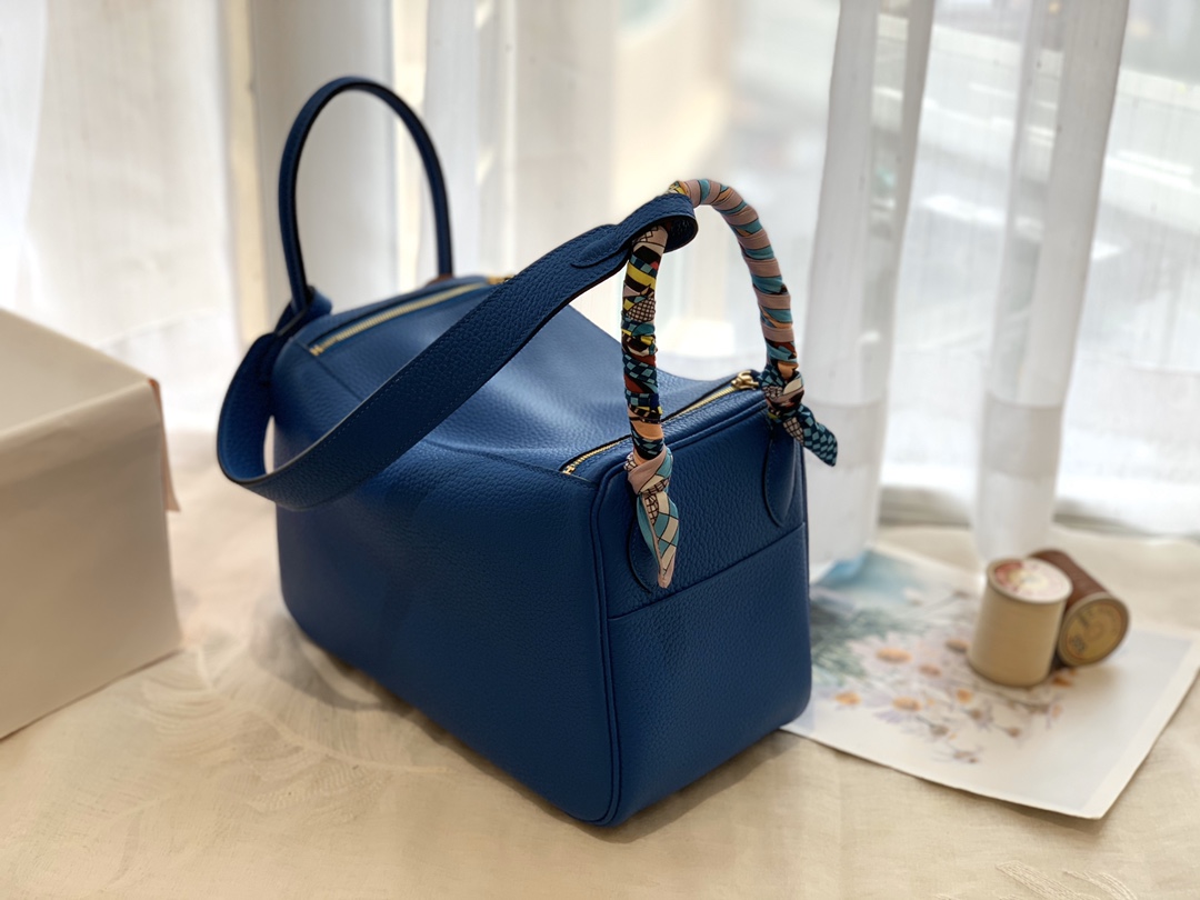 爱马仕官网同步 26Lindy 进口TC T7水妖蓝 金扣 正品做法
