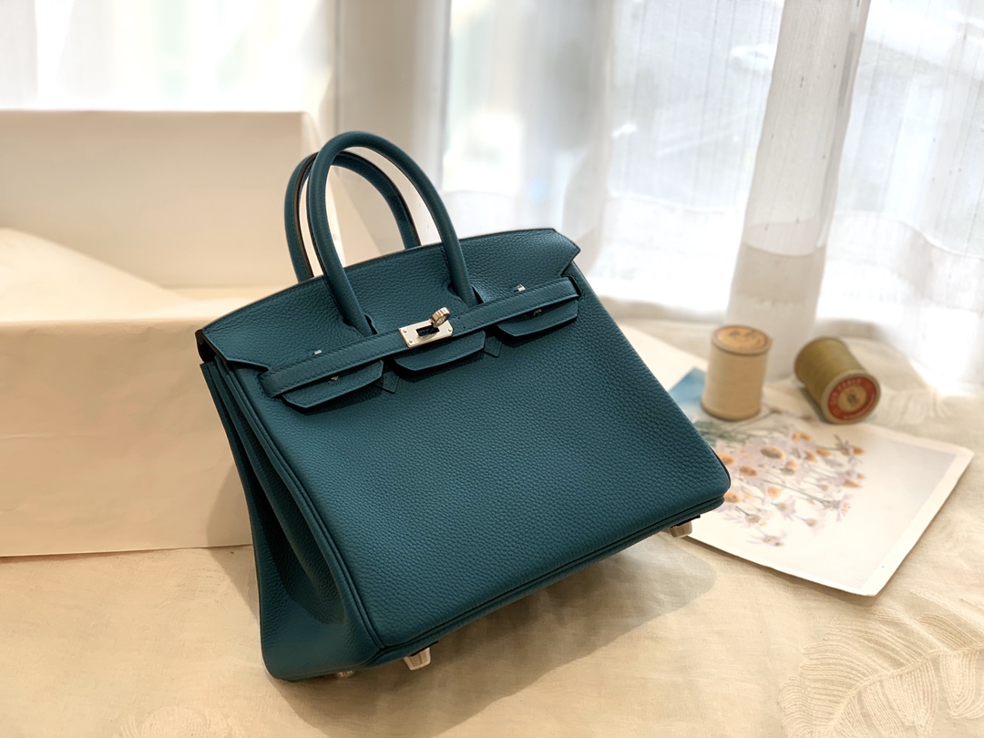 爱马仕中国官网 25birkin togo皮质 西亚蓝 金扣 正品做法