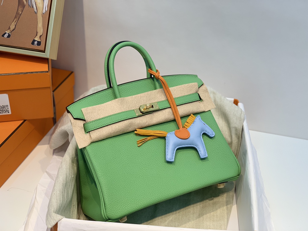爱马仕包包官网 birkin 25cm togo进口原厂皮 i3 牛油果绿 金扣