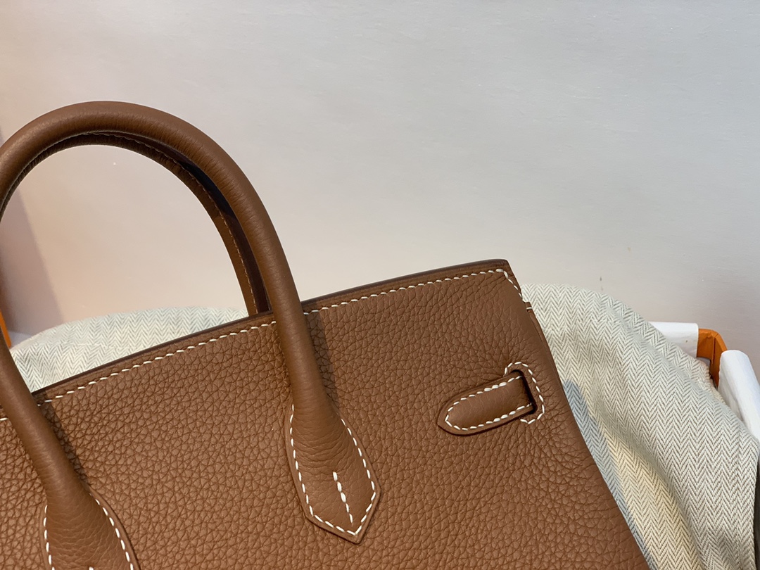 爱马仕包包官网 birkin 25cm togo进口原厂皮 37土黄 银扣
