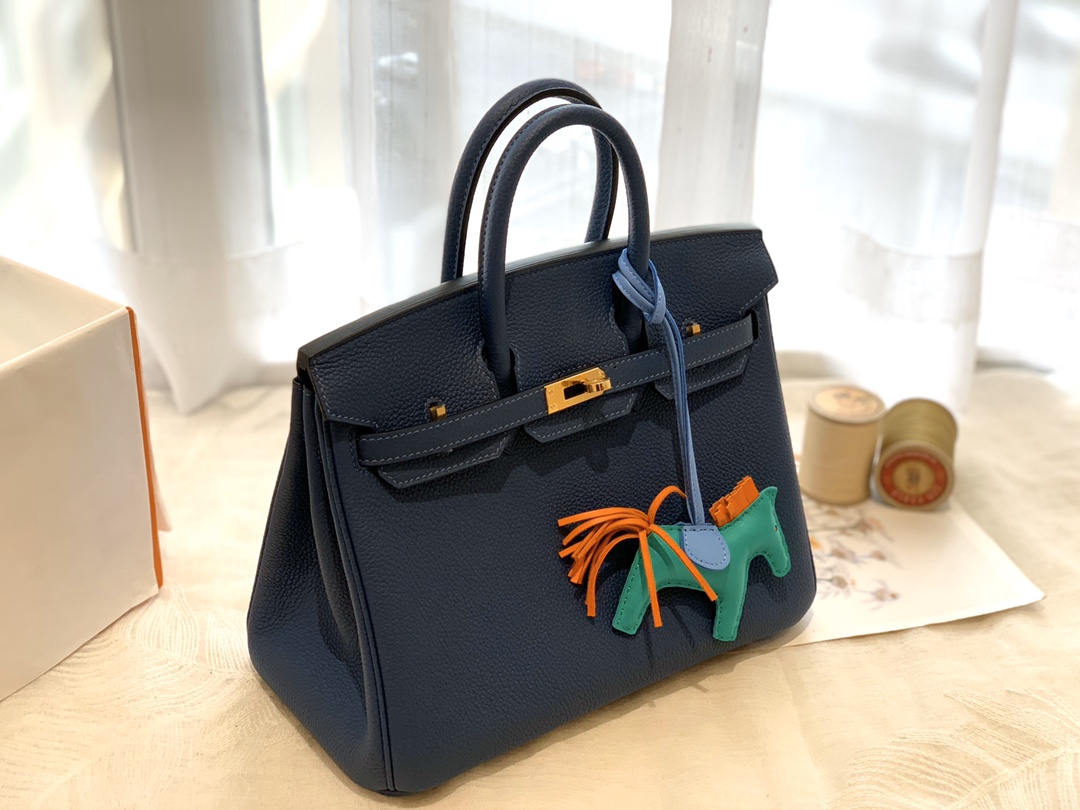 爱马仕中国官网 25birkin togo皮质 S4深邃蓝 金扣 正品做法
